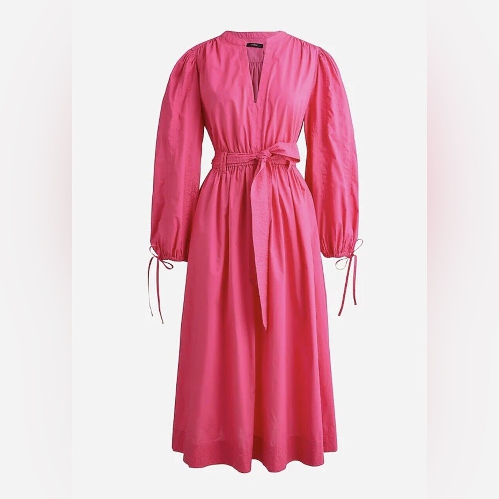 EUC J Crew Fuchsia Tie-waist V-neck Midi Dress Size 2XL Retails $148